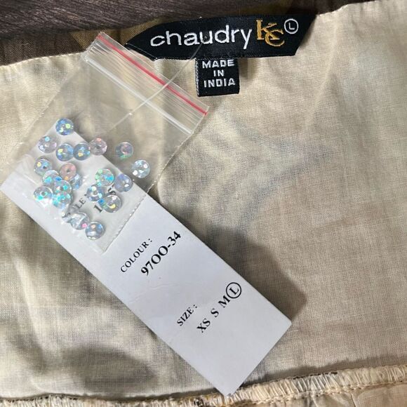 Chaudry KC Mid Century Modern Mini Babydoll/Sundress, Cream/Brown/Gold-Large-NWT - Picture 10 of 13